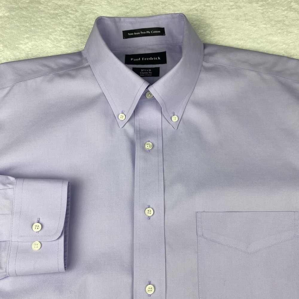 Paul Fredrick Dress Shirt Mens 16.5-36 Light Plum Classic Fit No Iron‎
